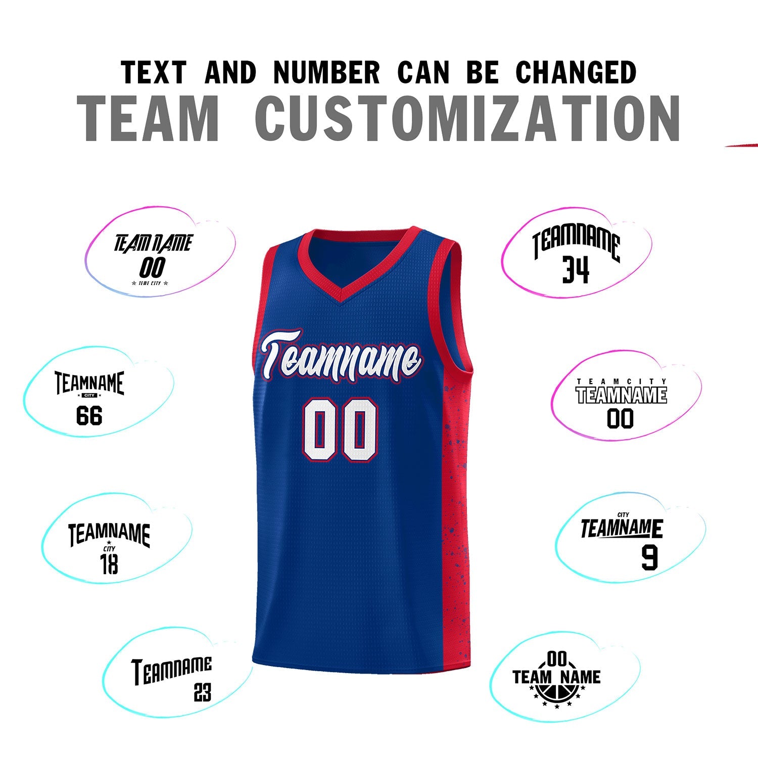 Custom Royal White-Royal Side Splash Sports Uniform Basketball Jersey