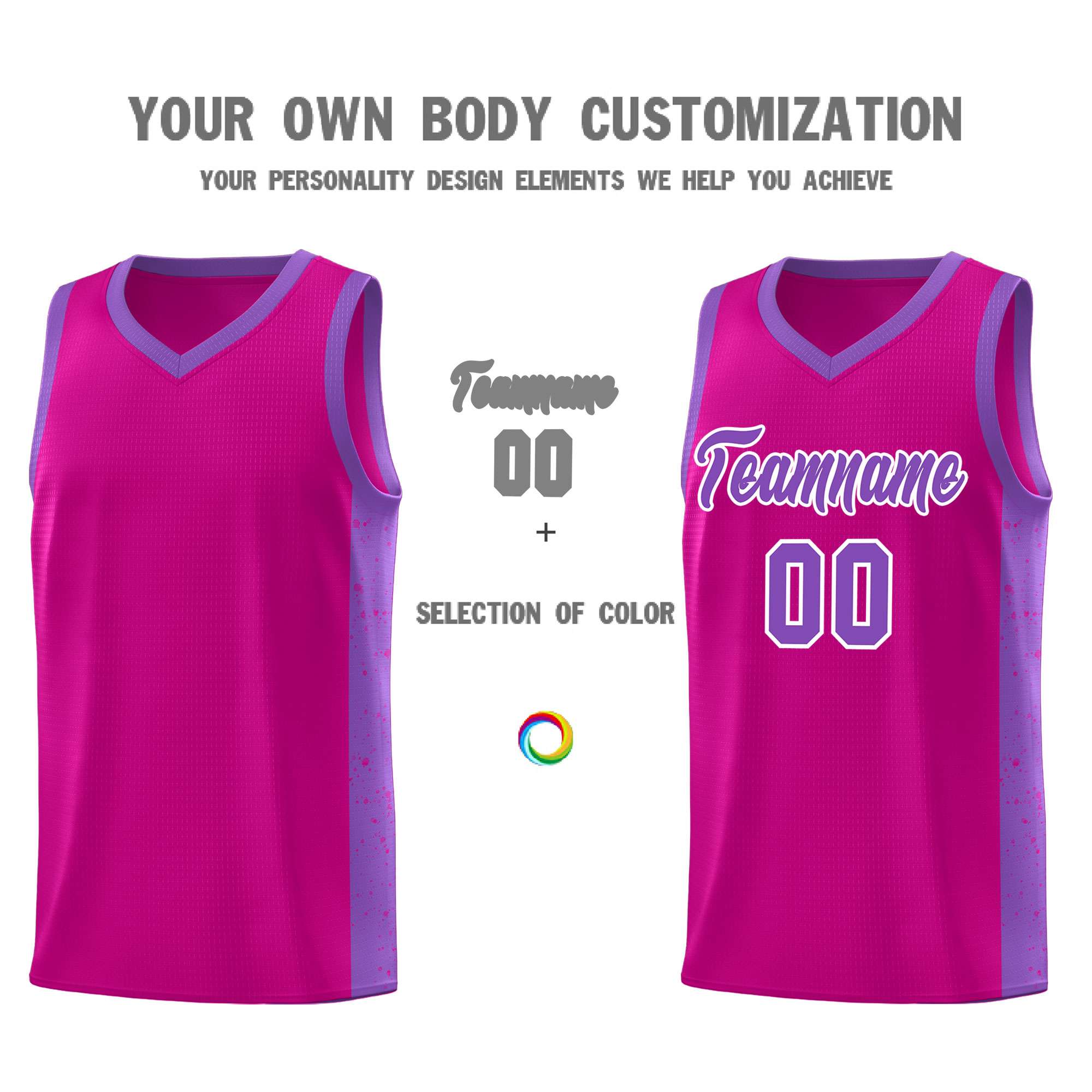 Custom Red Purple-White Side Splash Sports Uniform Basketball Jersey