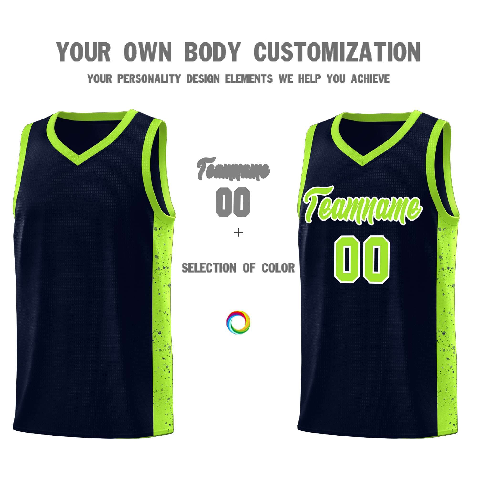 Custom Purple Neon Green-White Side Splash Sports Uniform Basketball Jersey