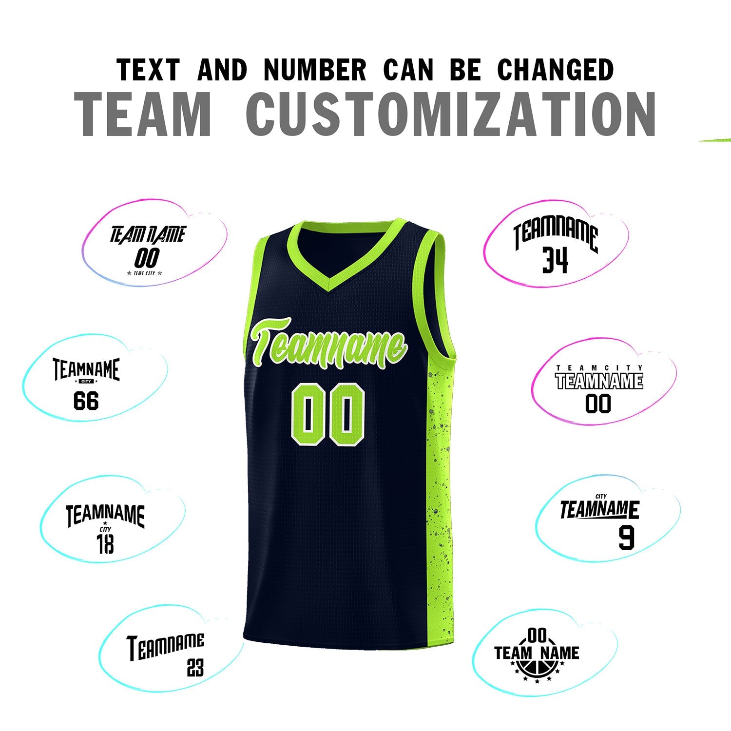 Custom Purple Neon Green-White Side Splash Sports Uniform Basketball Jersey