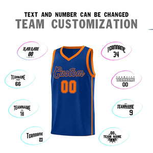 Custom Royal Orange Side Two Bars Sports Uniform Basketball Jersey