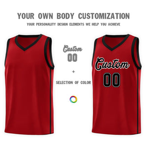 Custom Red Black-White Side Two Bars Sports Uniform Basketball Jersey