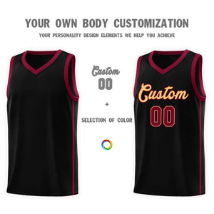 Custom Black Khaki-Crimson Orange Side Two Bars Sports Uniform Basketball Jersey