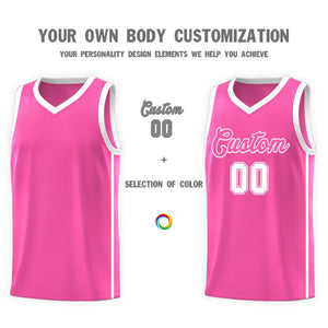 Custom Pink White Side Two Bars Sports Uniform Basketball Jersey