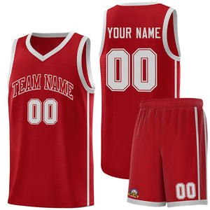 Custom Red Gray Side Two Bars Sports Uniform Basketball Jersey