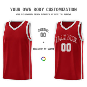 Custom Red Gray Side Two Bars Sports Uniform Basketball Jersey