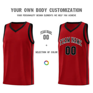 Custom Red Black-White Side Two Bars Sports Uniform Basketball Jersey