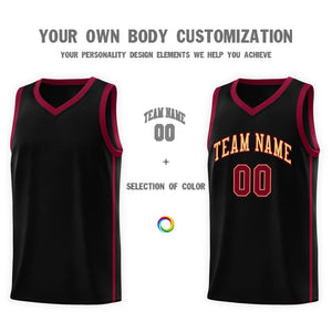 Custom Black Khaki-Crimson Orange Side Two Bars Sports Uniform Basketball Jersey