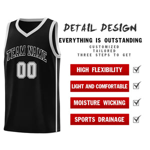 Custom Black Gray Side Two Bars Sports Uniform Basketball Jersey