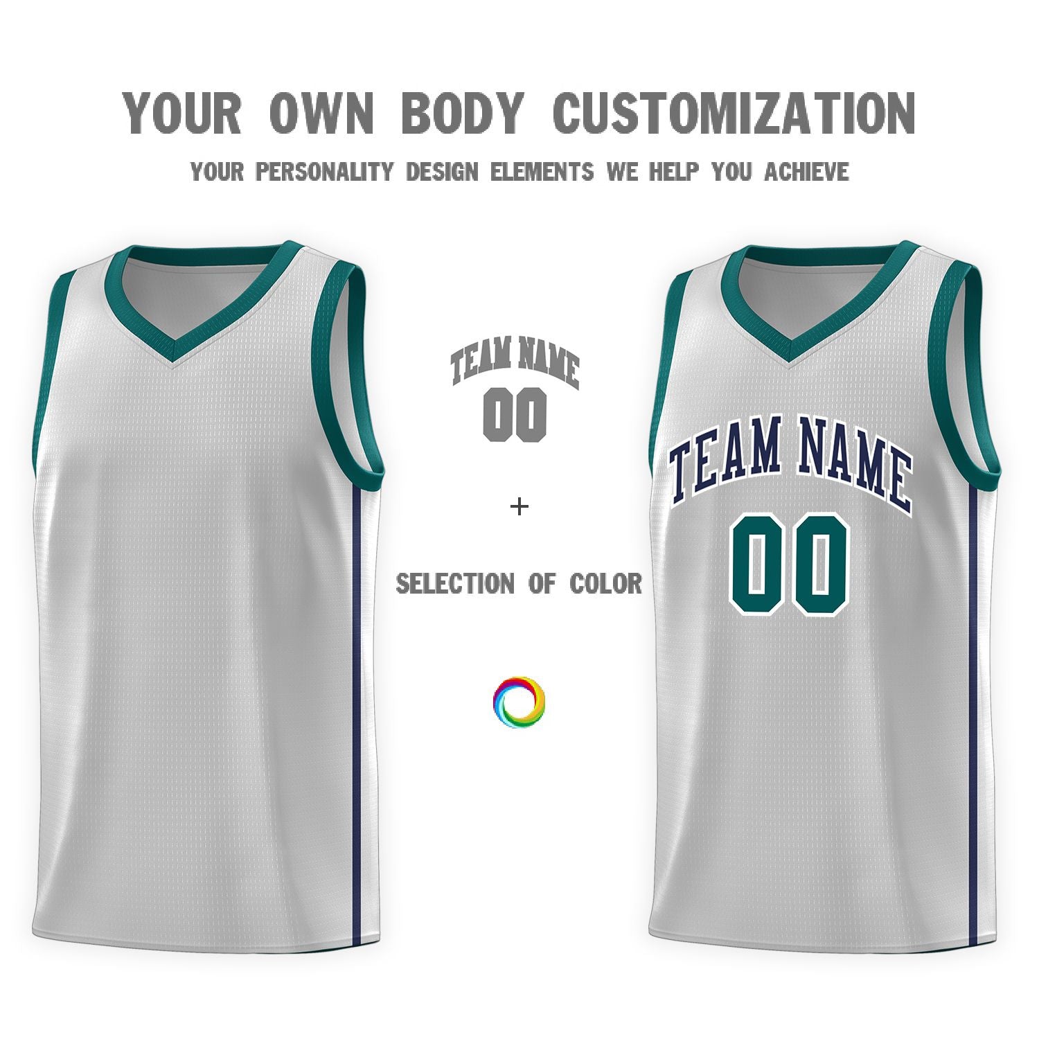 Custom Gray Navy-White Side Two Bars Sports Uniform Basketball Jersey