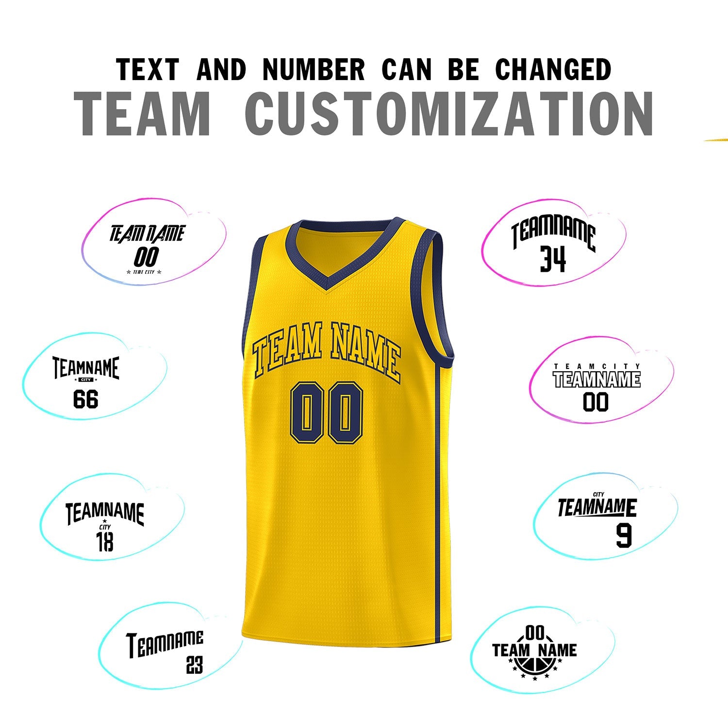 Custom Gold Navy Side Two Bars Sports Uniform Basketball Jersey