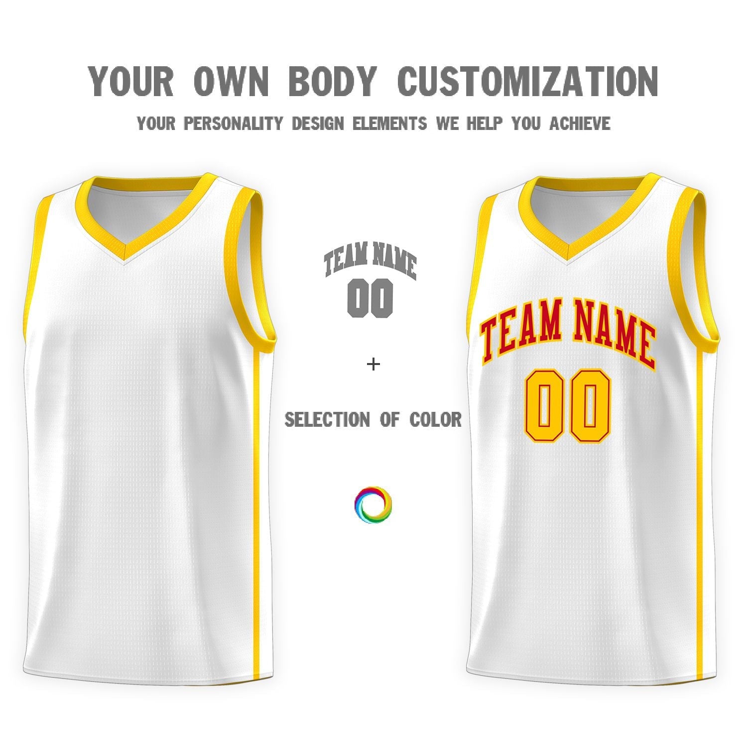 Custom White Red-Gold Side Two Bars Sports Uniform Basketball Jersey