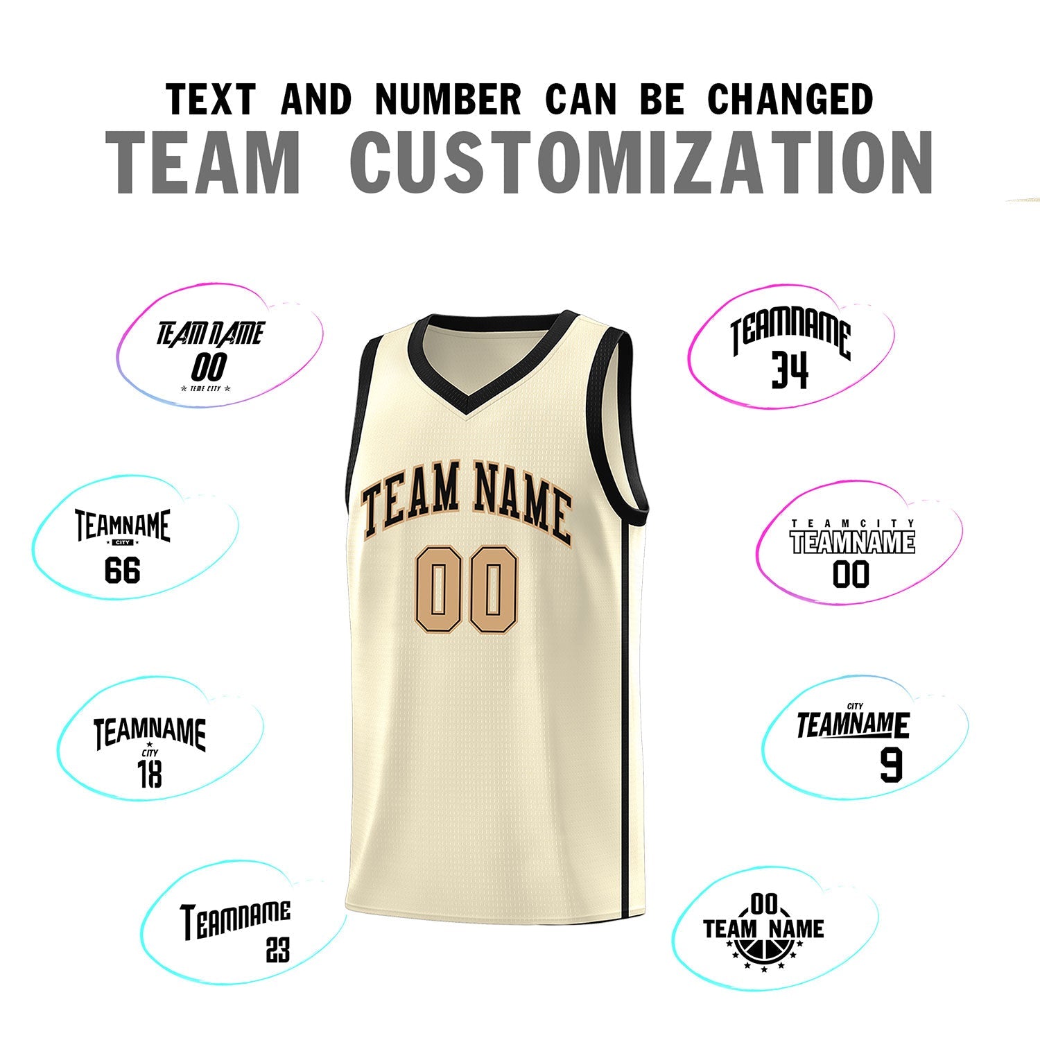 Custom Cream Black-Old Gold Side Two Bars Sports Uniform Basketball Jersey