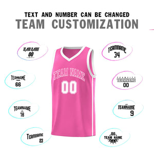 Custom Pink White Side Two Bars Sports Uniform Basketball Jersey