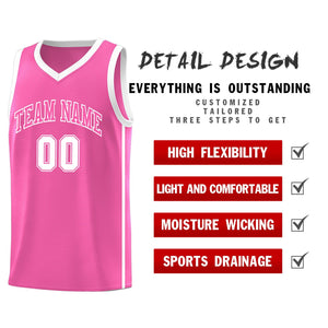 Custom Pink White Side Two Bars Sports Uniform Basketball Jersey