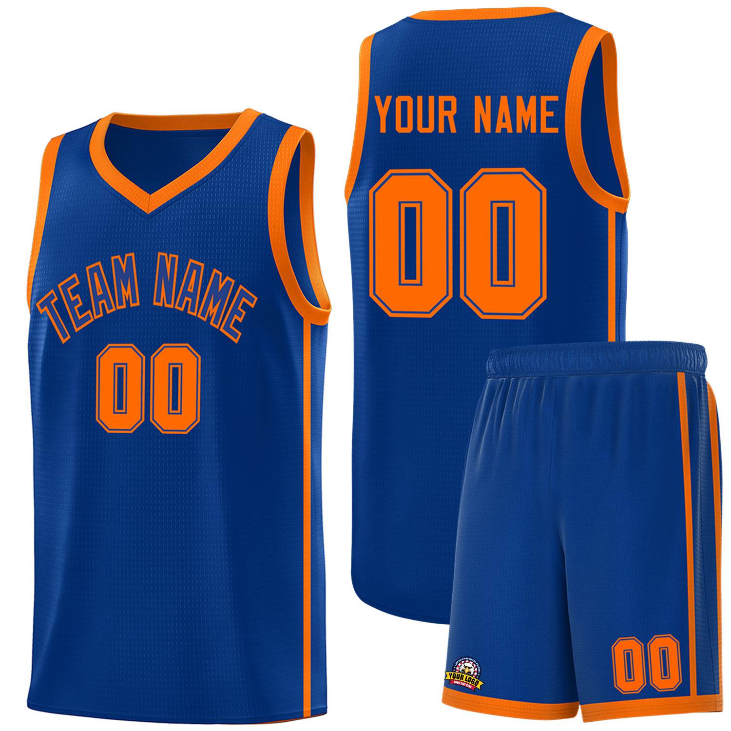 Custom Royal Orange Side Two Bars Sports Uniform Basketball Jersey