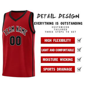 Custom Red Black-White Side Two Bars Sports Uniform Basketball Jersey