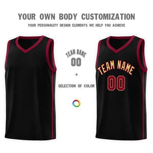 Custom Black Khaki-Crimson Orange Side Two Bars Sports Uniform Basketball Jersey