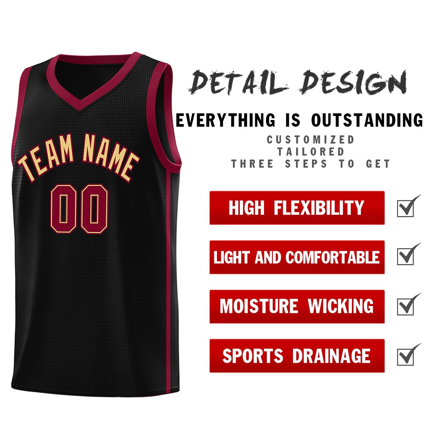 Custom Black Khaki-Crimson Orange Side Two Bars Sports Uniform Basketball Jersey