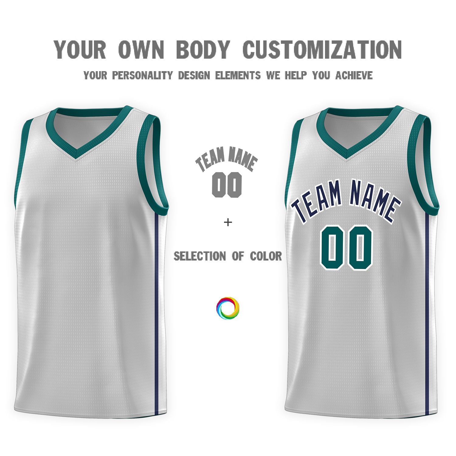 Custom Gray Navy-White Side Two Bars Sports Uniform Basketball Jersey