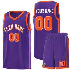 Custom Purple White-Orange Side Two Bars Sports Uniform Basketball Jersey