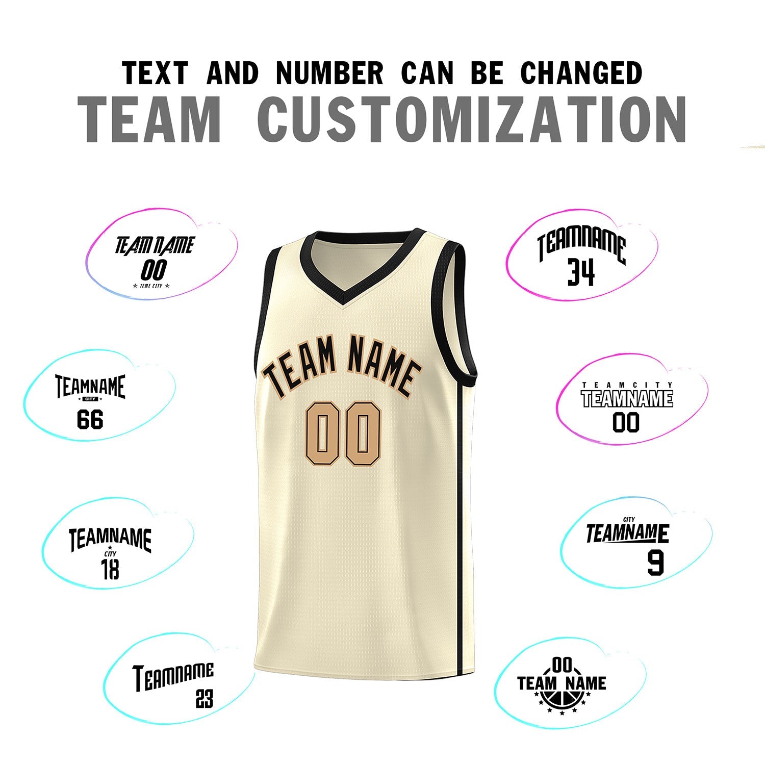 Custom Cream Black-Old Gold Side Two Bars Sports Uniform Basketball Jersey