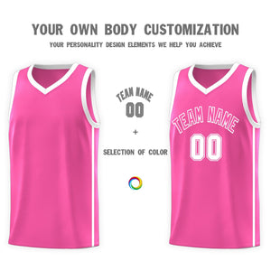 Custom Pink White Side Two Bars Sports Uniform Basketball Jersey