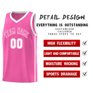 Custom Pink White Side Two Bars Sports Uniform Basketball Jersey