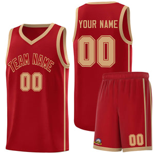 Custom Red Old Gold Side Two Bars Sports Uniform Basketball Jersey