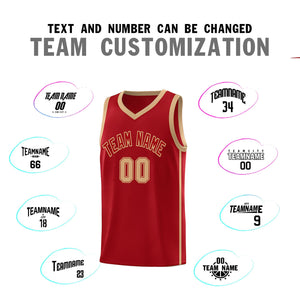 Custom Red Old Gold Side Two Bars Sports Uniform Basketball Jersey