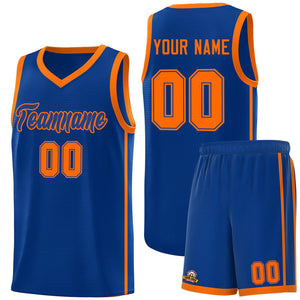 Custom Royal Orange Side Two Bars Sports Uniform Basketball Jersey