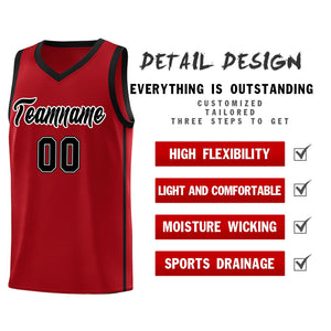 Custom Red Black-White Side Two Bars Sports Uniform Basketball Jersey