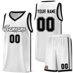 Custom White Black Side Two Bars Sports Uniform Basketball Jersey