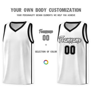 Custom White Black Side Two Bars Sports Uniform Basketball Jersey