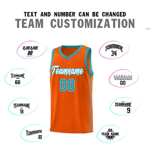 Custom Orange White-Aqua Side Two Bars Sports Uniform Basketball Jersey