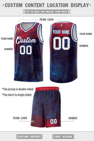 Custom Red White-Royal Pattern Tie Dye Sports Uniform Basketball Jersey