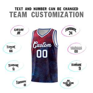 Custom Red White-Royal Pattern Tie Dye Sports Uniform Basketball Jersey