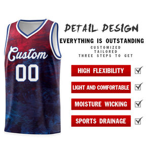 Custom Red White-Royal Pattern Tie Dye Sports Uniform Basketball Jersey