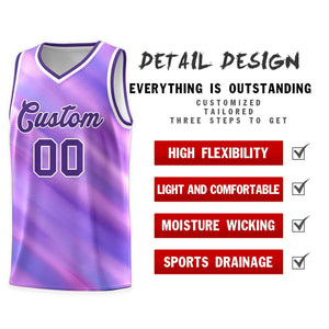 Custom Purple White Pattern Tie Dye Sports Uniform Basketball Jersey