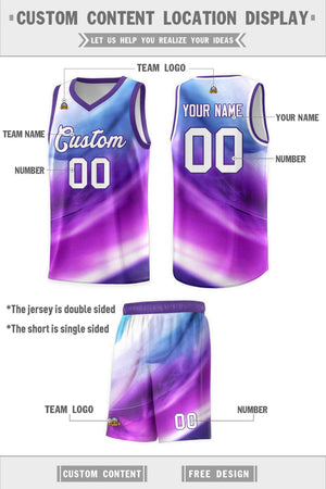 Custom Purple White Pattern Tie Dye Sports Uniform Basketball Jersey