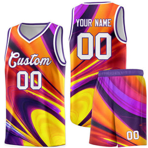 Custom Purple White Pattern Tie Dye Sports Uniform Basketball Jersey