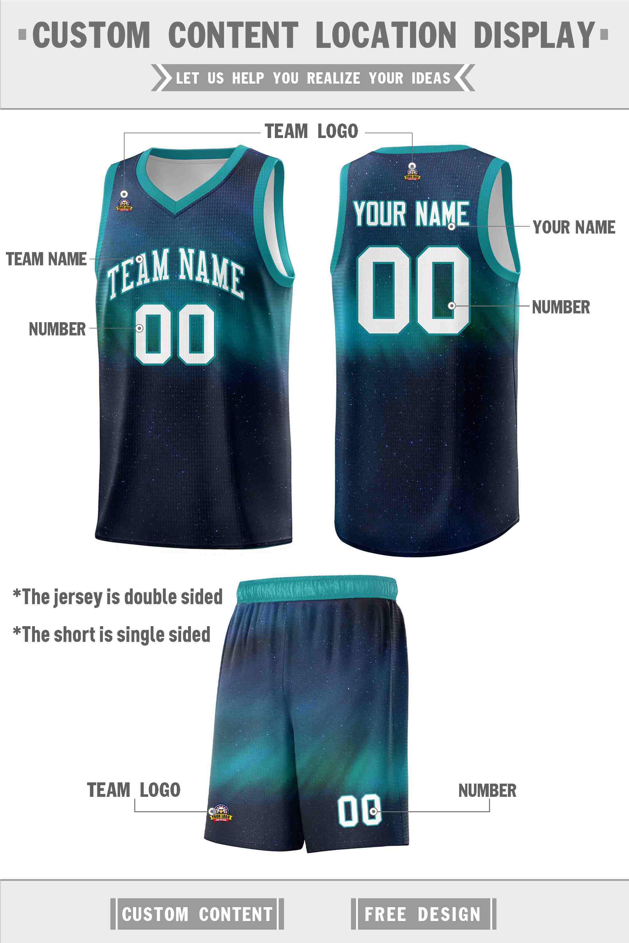 Custom Teal White Pattern Tie Dye Sports Uniform Basketball Jersey