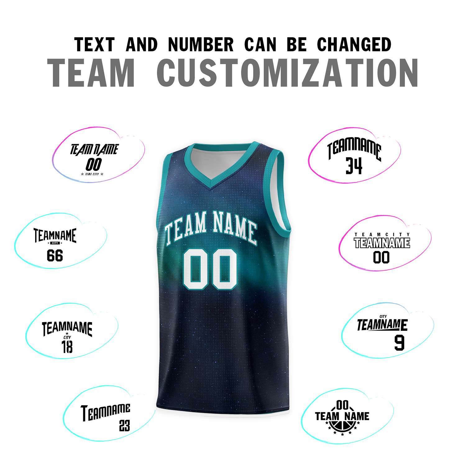 Custom Teal White Pattern Tie Dye Sports Uniform Basketball Jersey