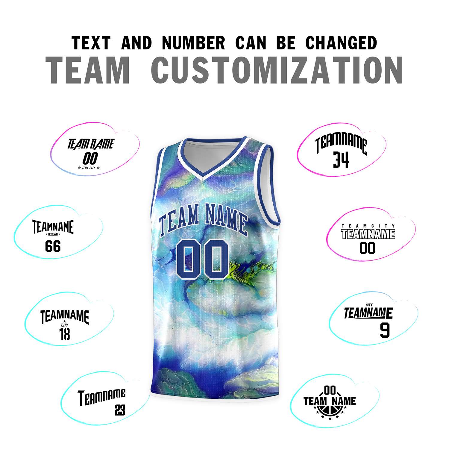 Custom Royal White Pattern Tie Dye Sports Uniform Basketball Jersey