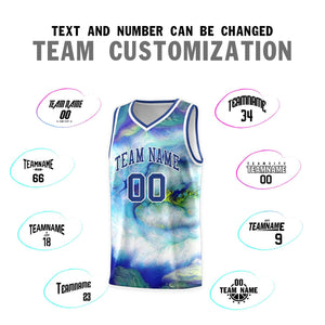 Custom Royal White Pattern Tie Dye Sports Uniform Basketball Jersey