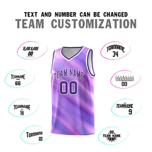 Custom Purple White Pattern Tie Dye Sports Uniform Basketball Jersey