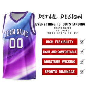 Custom Purple White Pattern Tie Dye Sports Uniform Basketball Jersey