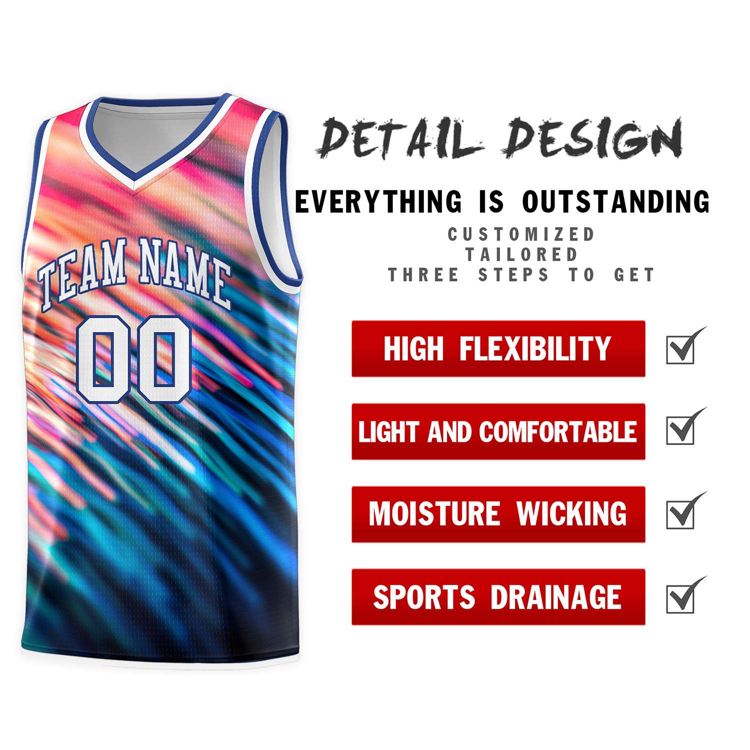 Custom Royal White Pattern Tie Dye Sports Uniform Basketball Jersey