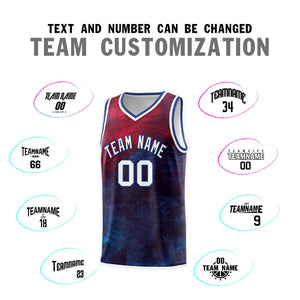 Custom Red White-Royal Pattern Tie Dye Sports Uniform Basketball Jersey