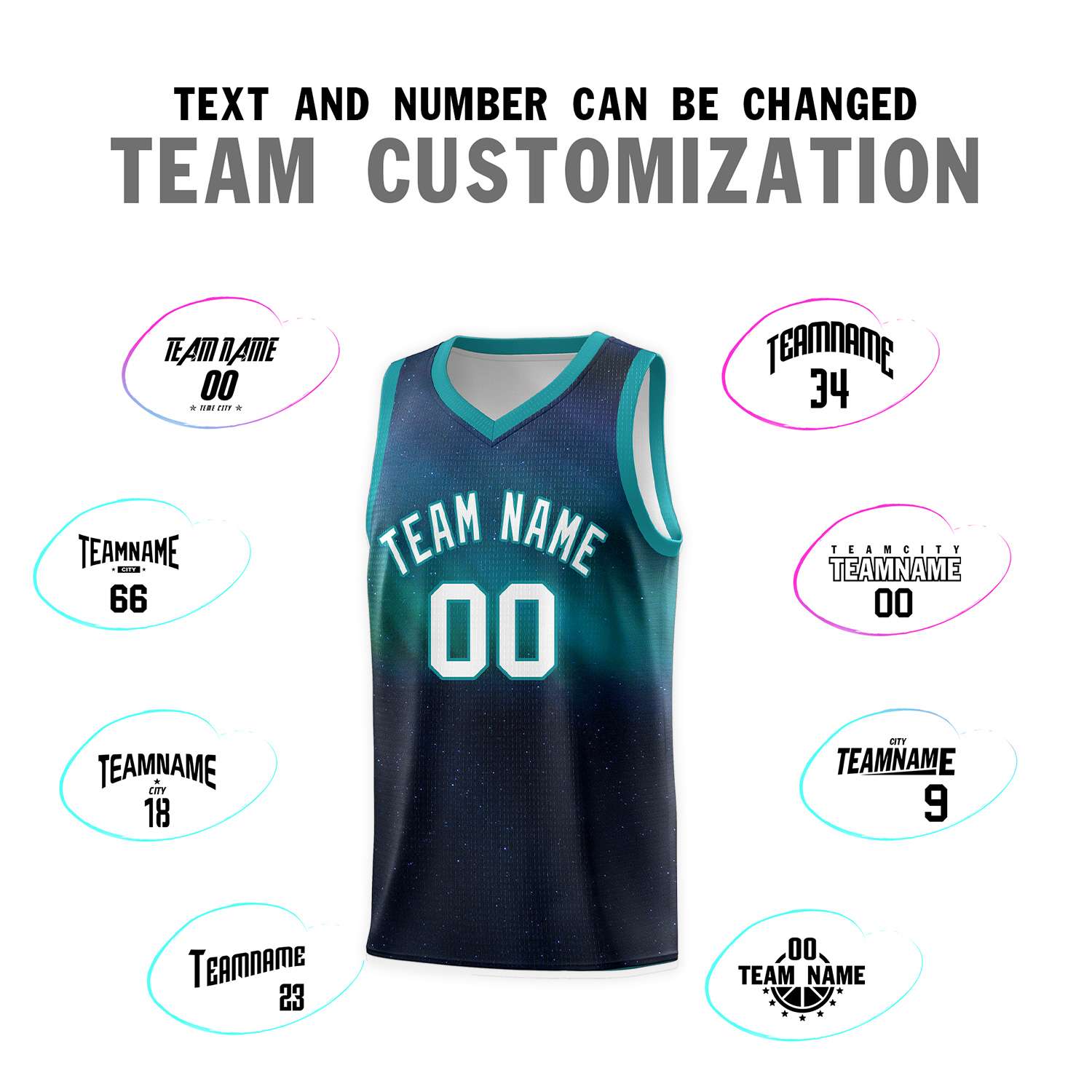 Custom Teal White Pattern Tie Dye Sports Uniform Basketball Jersey